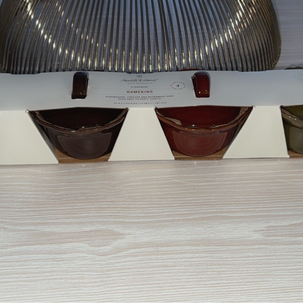 Hearth & Hand Stoneware Ramekins Set in Brown and Red